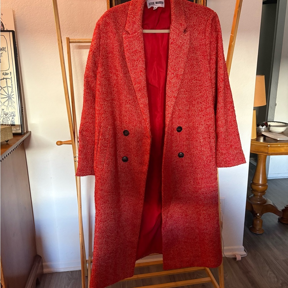 Steve Madden Red Herringbone Coat